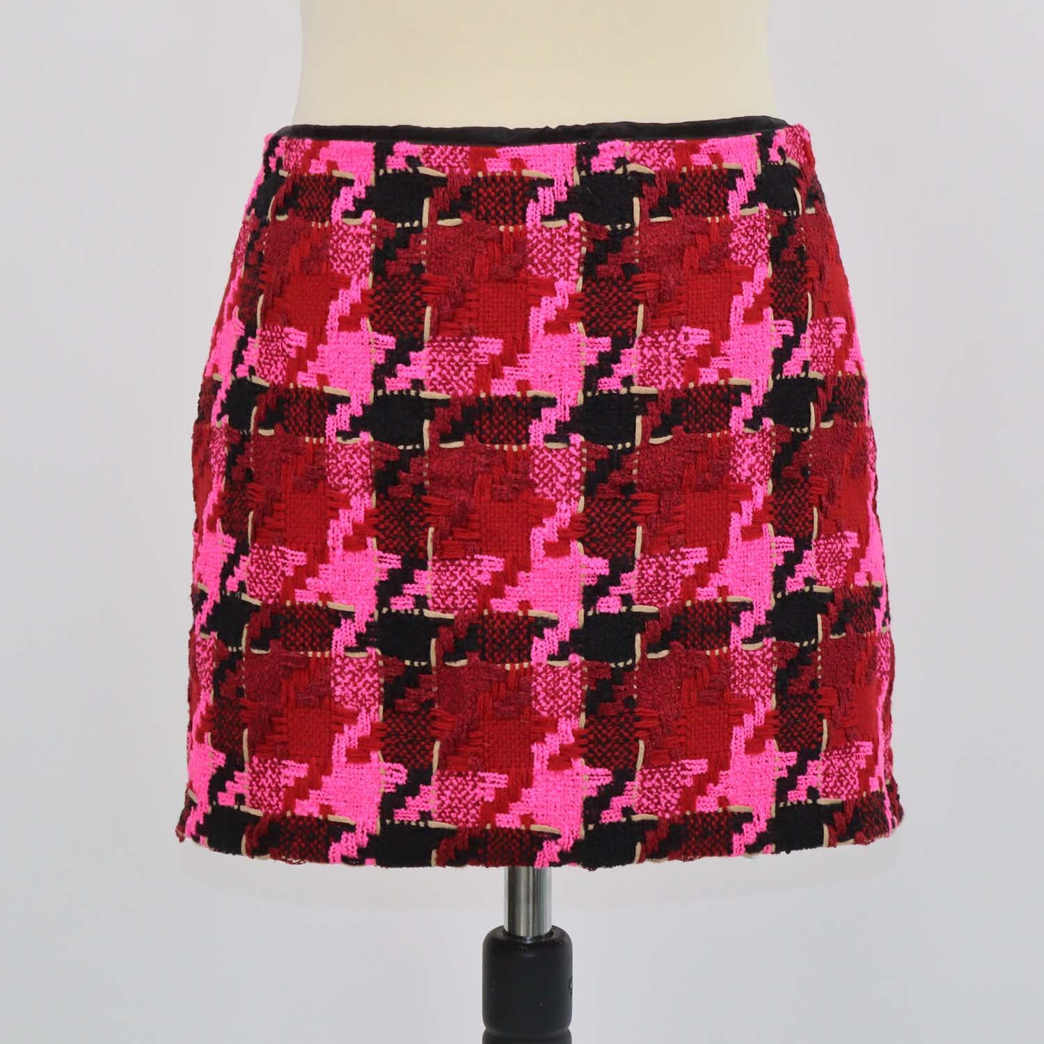 Versace Multicolor Blend Wool Rib Knit Patterned Mini Skirt