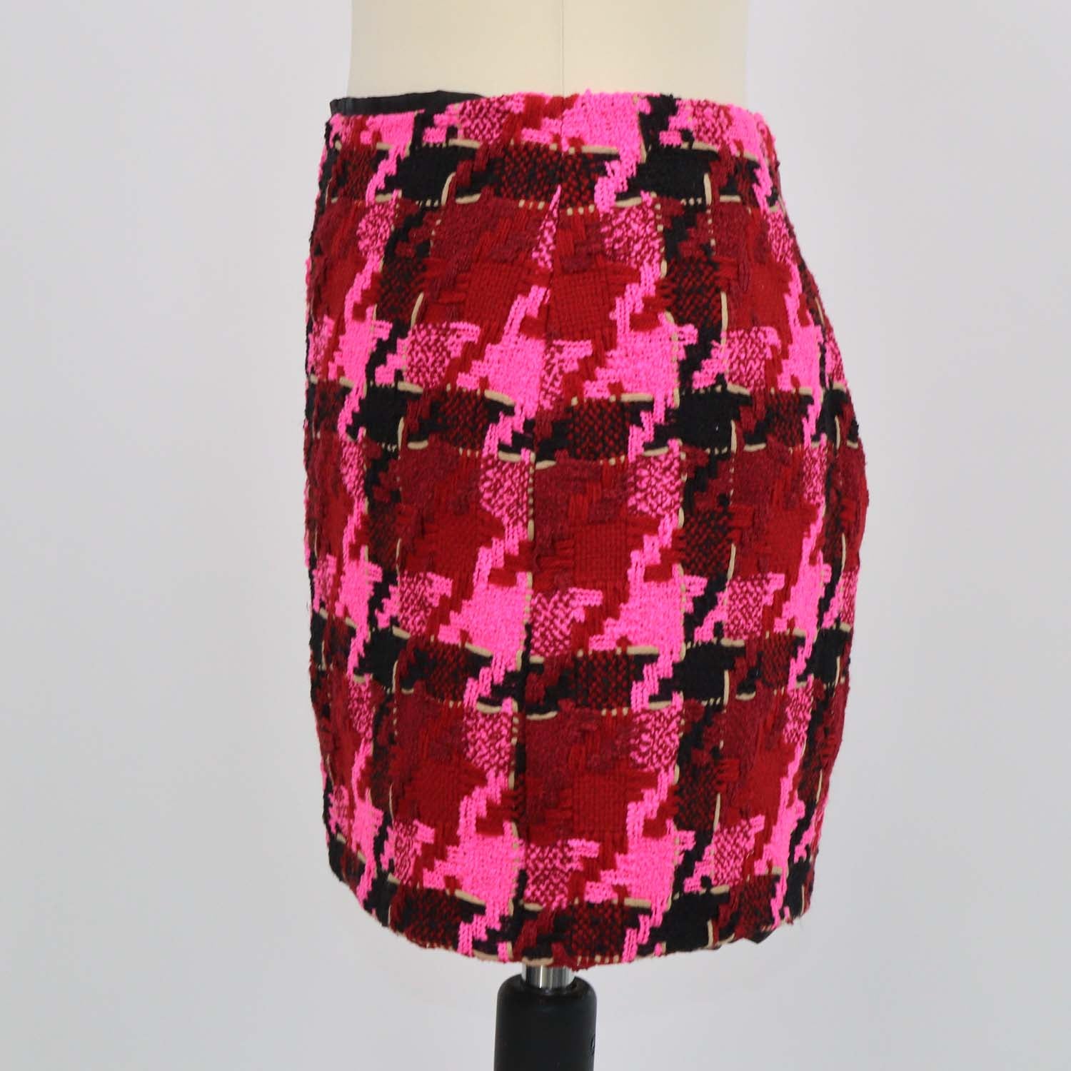 Versace Multicolor Blend Wool Rib Knit Patterned Mini Skirt