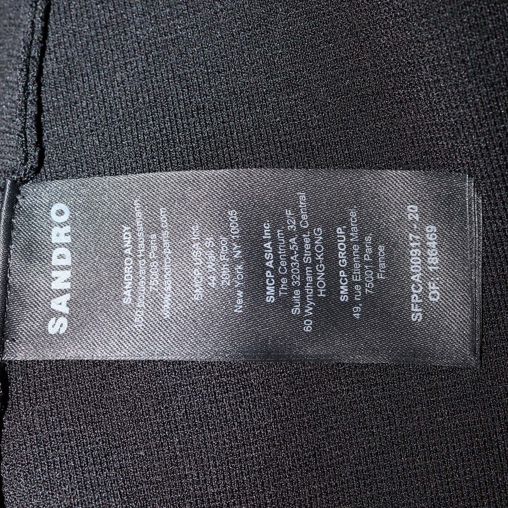 Sandro Black Blend Viscose Crystal Embellished Short Sleeve Crop Cardigan & Skirt Set