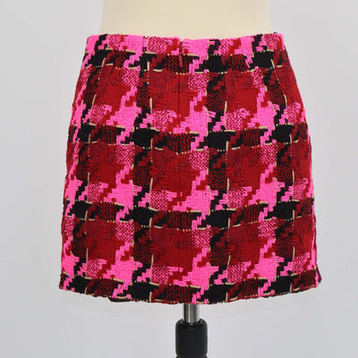 Versace Multicolor Blend Wool Rib Knit Patterned Mini Skirt