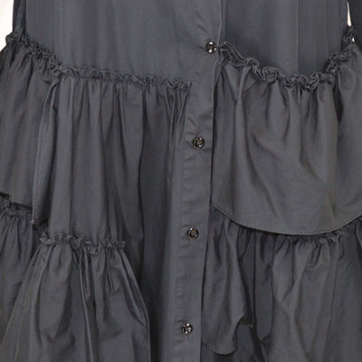 Simone Rocha Black Cotton Tiered Ruffle Midi Dress