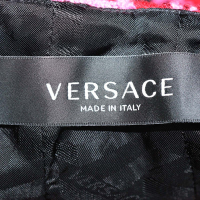Versace Multicolor Blend Wool Rib Knit Patterned Mini Skirt