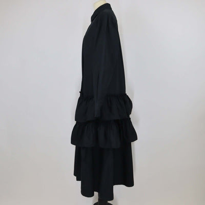 Simone Rocha Black Cotton Tiered Ruffle Midi Dress