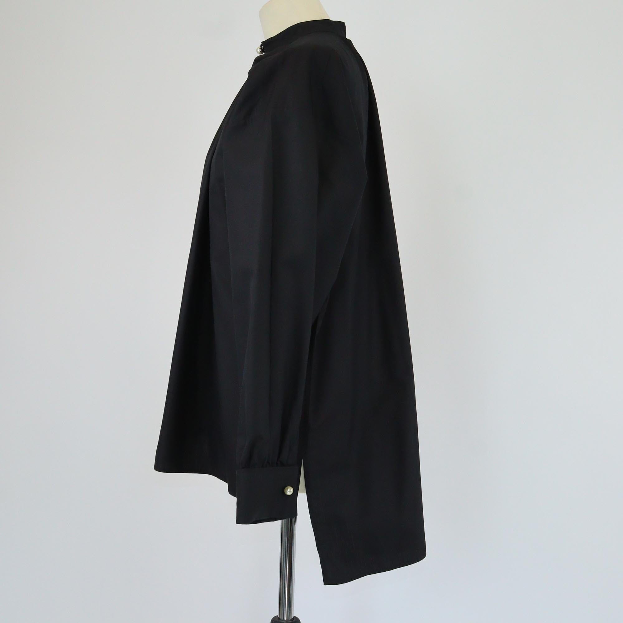 Christian Dior Black Pleated Poplin Long Blouse Womens Christian Dior 