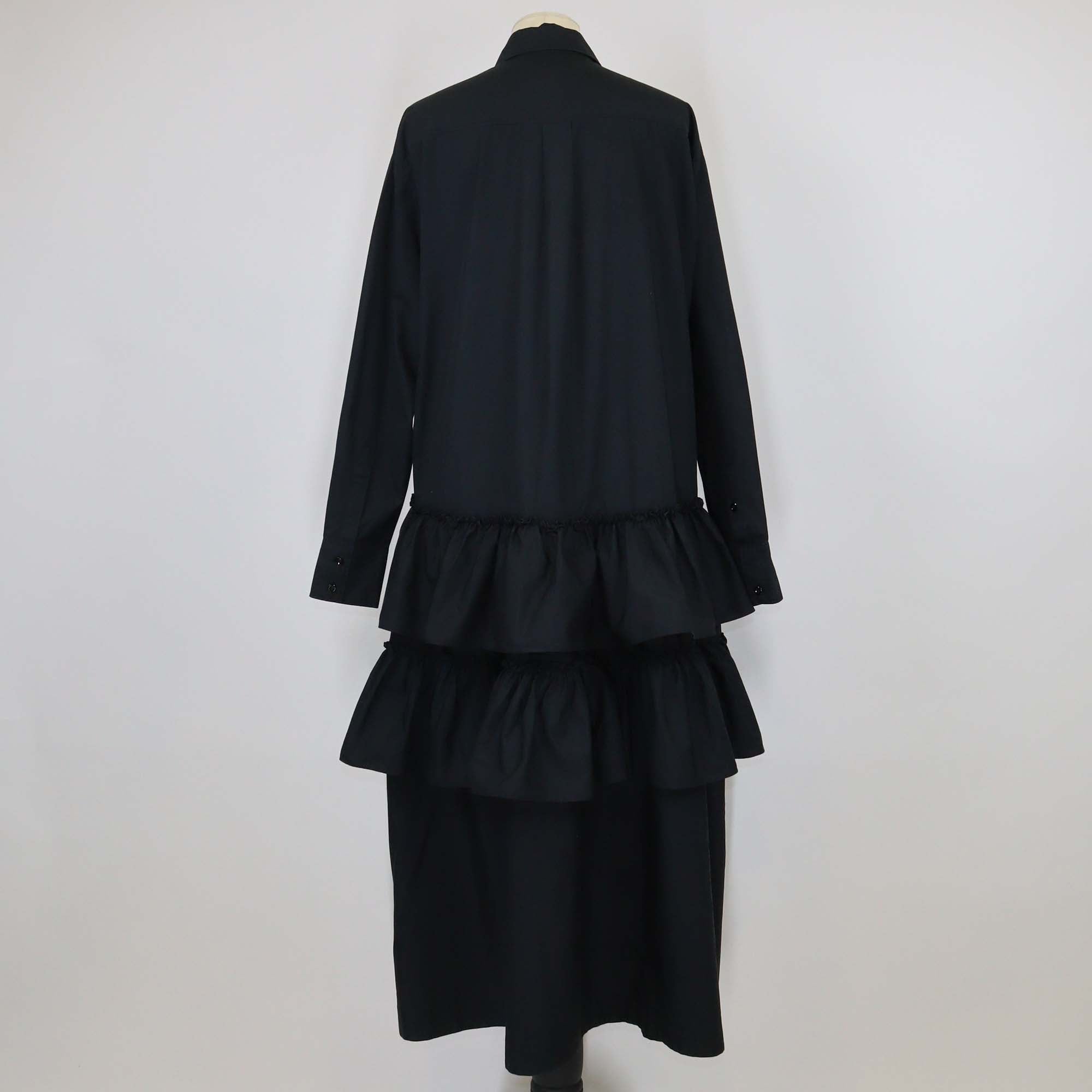Simone Rocha Black Cotton Tiered Ruffle Midi Dress