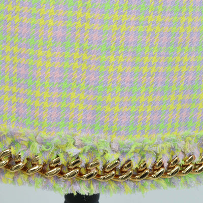 Versace Multicolor Tweed Houndstooth Crop Top and Tweed Chain Mini Skirt Set