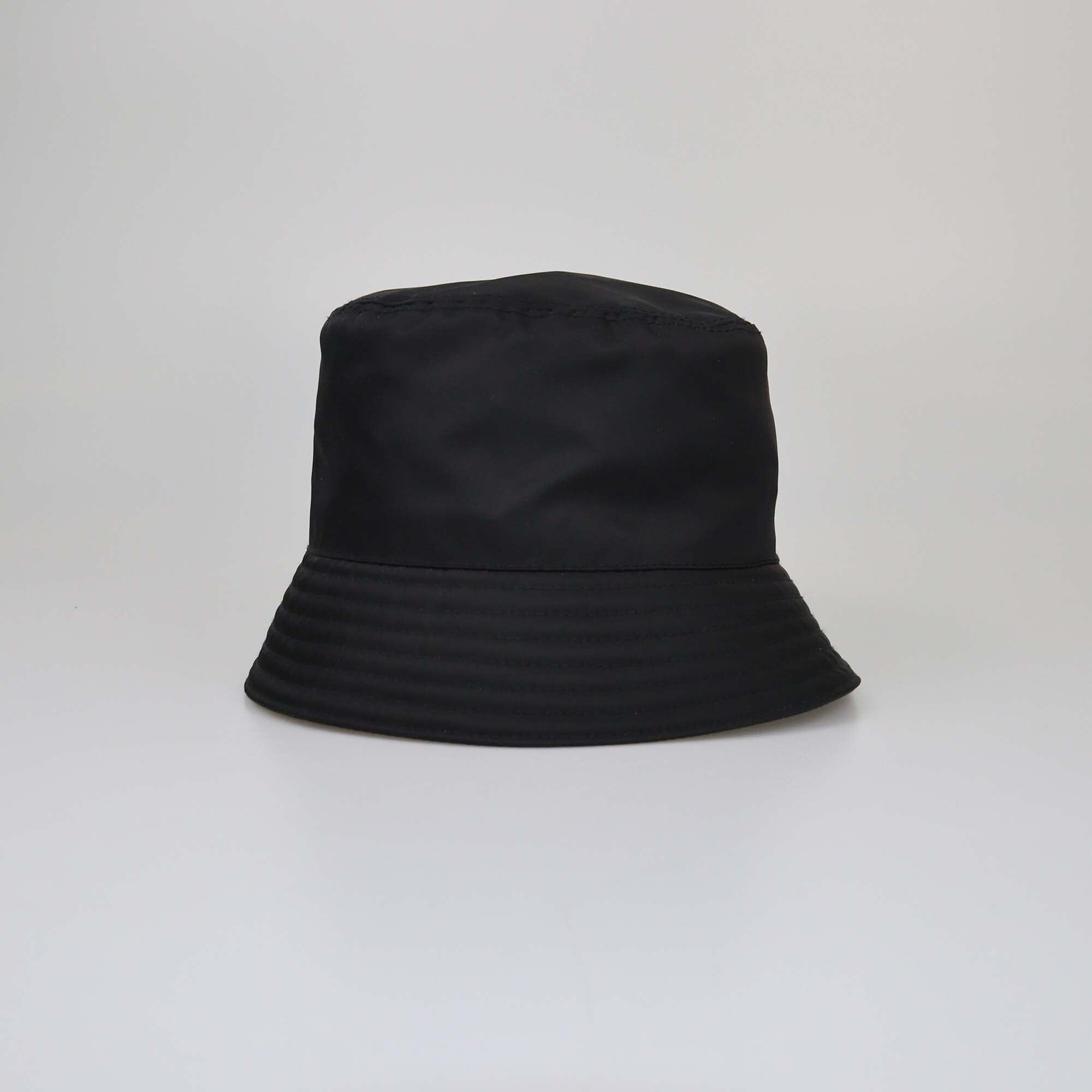 Prada Black Logo Plaque Re-Nylon Bucket Hat Womens Prada 