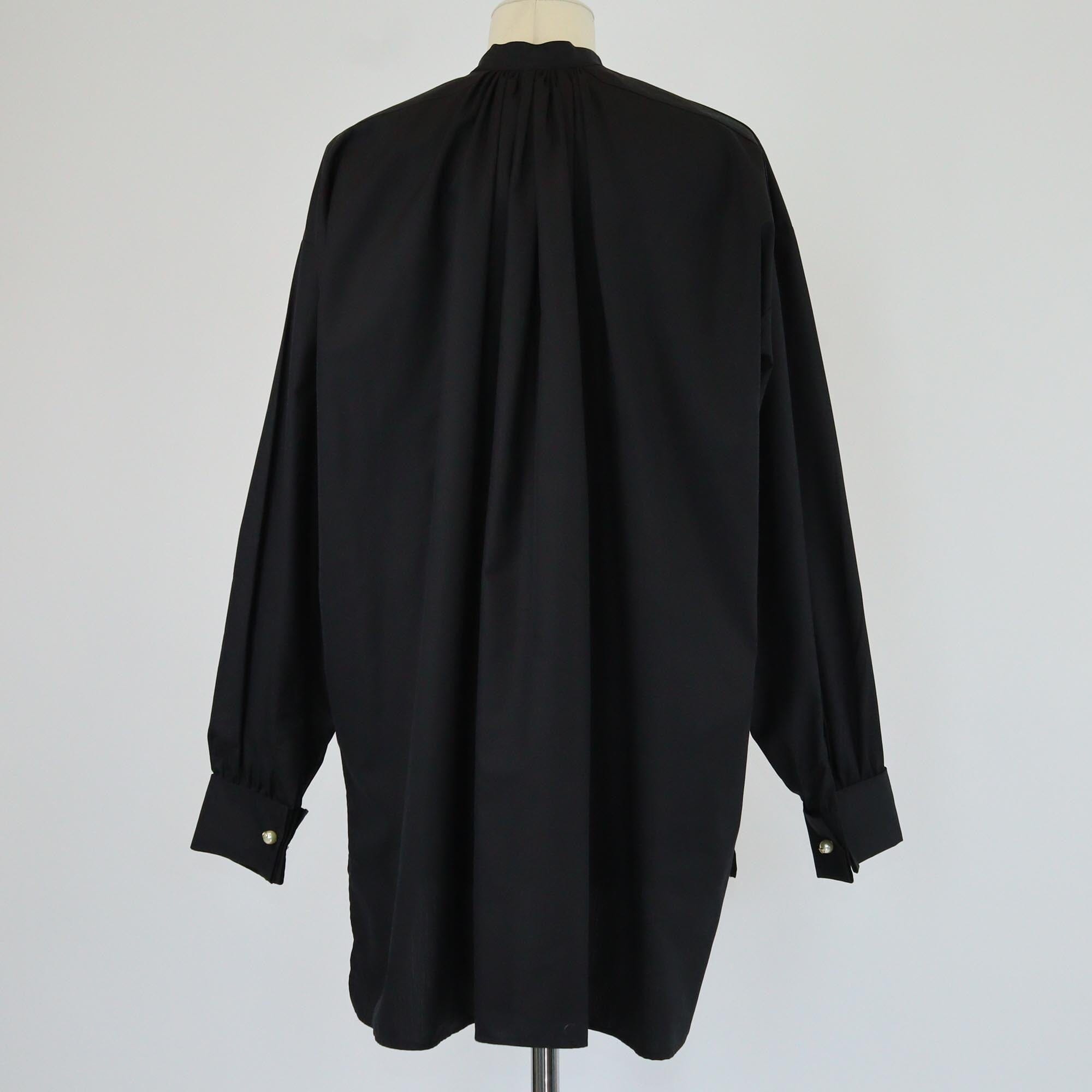 Christian Dior Black Pleated Poplin Long Blouse Womens Christian Dior 