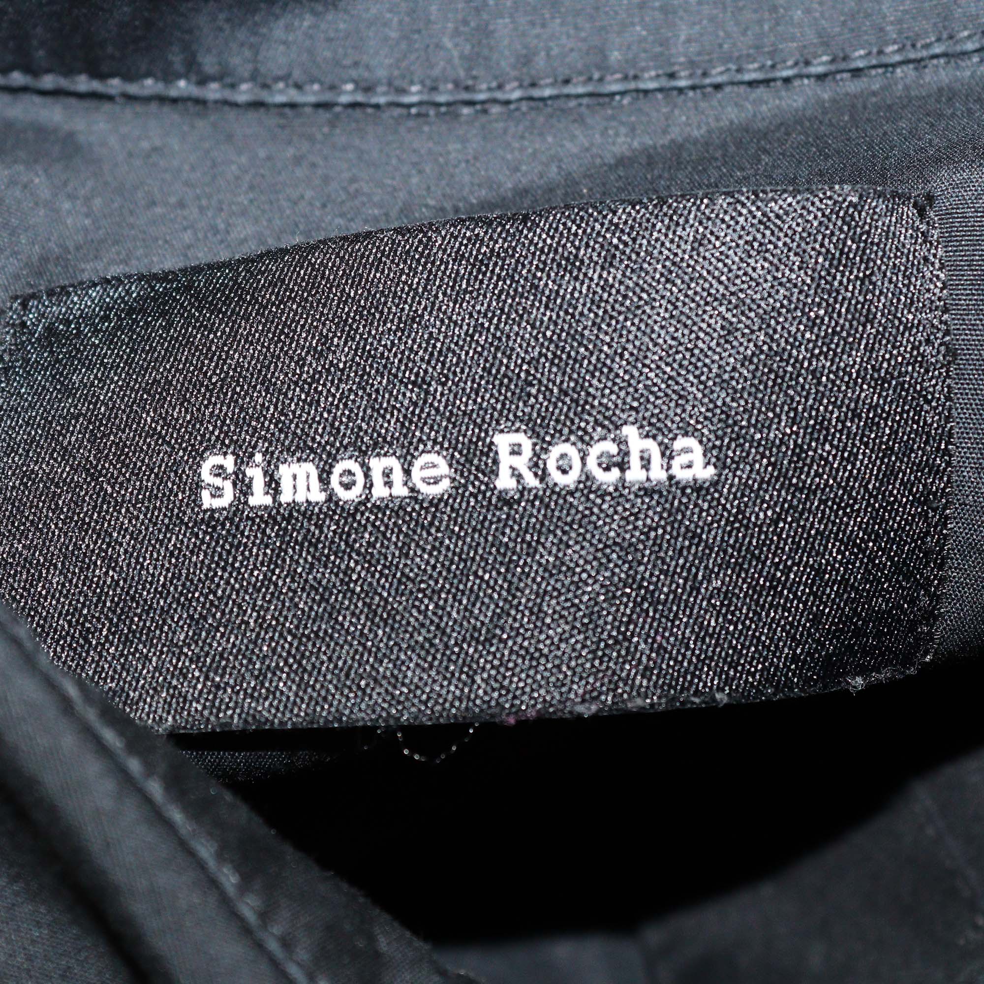 Simone Rocha Black Cotton Tiered Ruffle Midi Dress