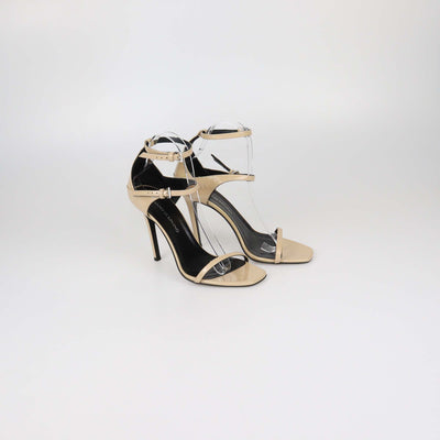 Ermanno Scervino Beige Patent Leather Ankle Strap Sandals
