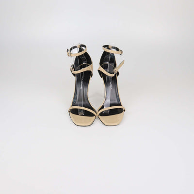 Ermanno Scervino Beige Patent Leather Ankle Strap Sandals