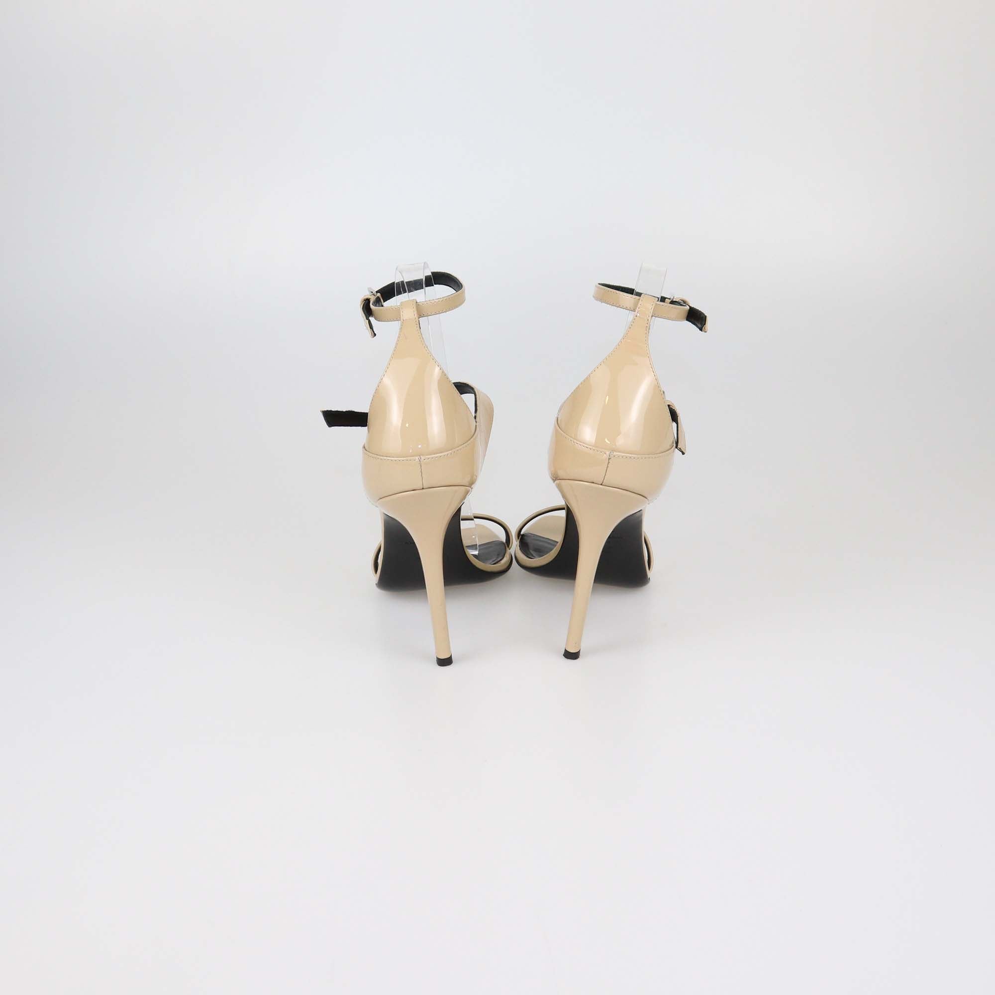 Ermanno Scervino Beige Patent Leather Ankle Strap Sandals