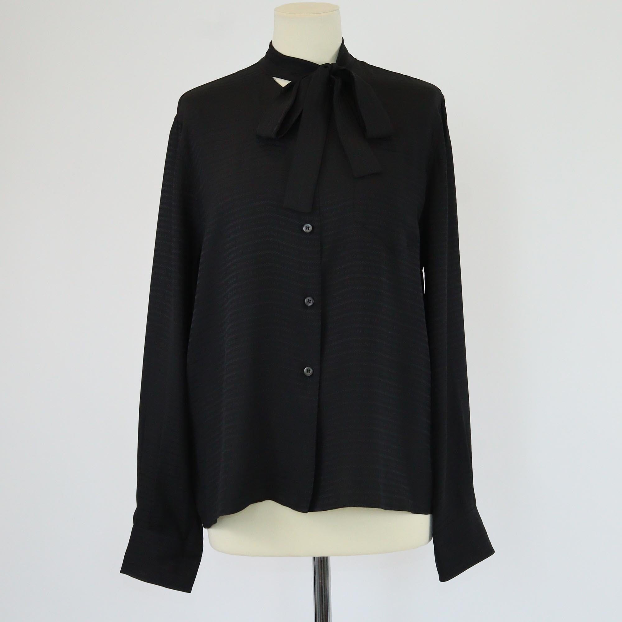 Prada Black Logo Bowtie Long Sleeve Blouse Womens Prada 