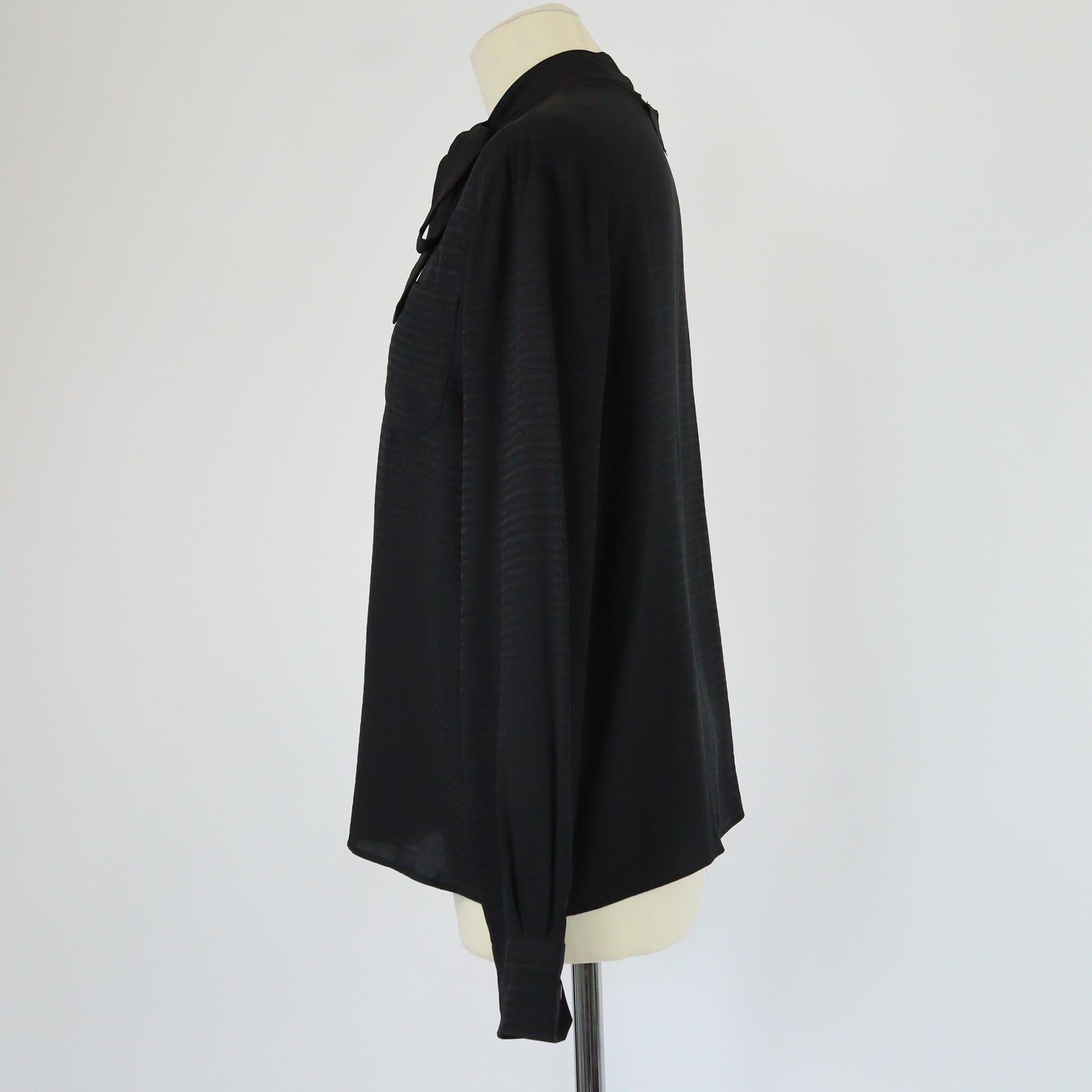 Prada Black Logo Bowtie Long Sleeve Blouse Womens Prada 