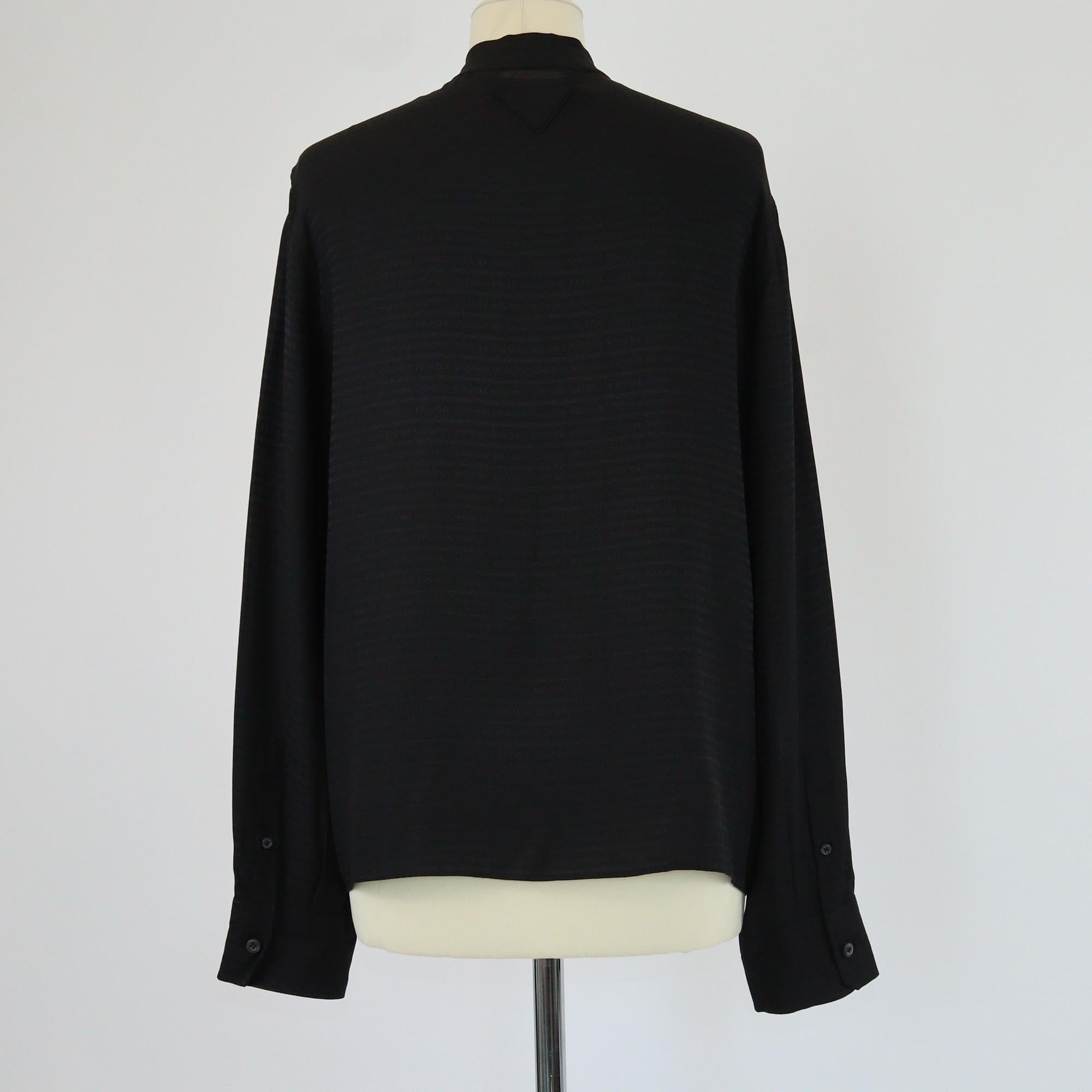 Prada Black Logo Bowtie Long Sleeve Blouse Womens Prada 