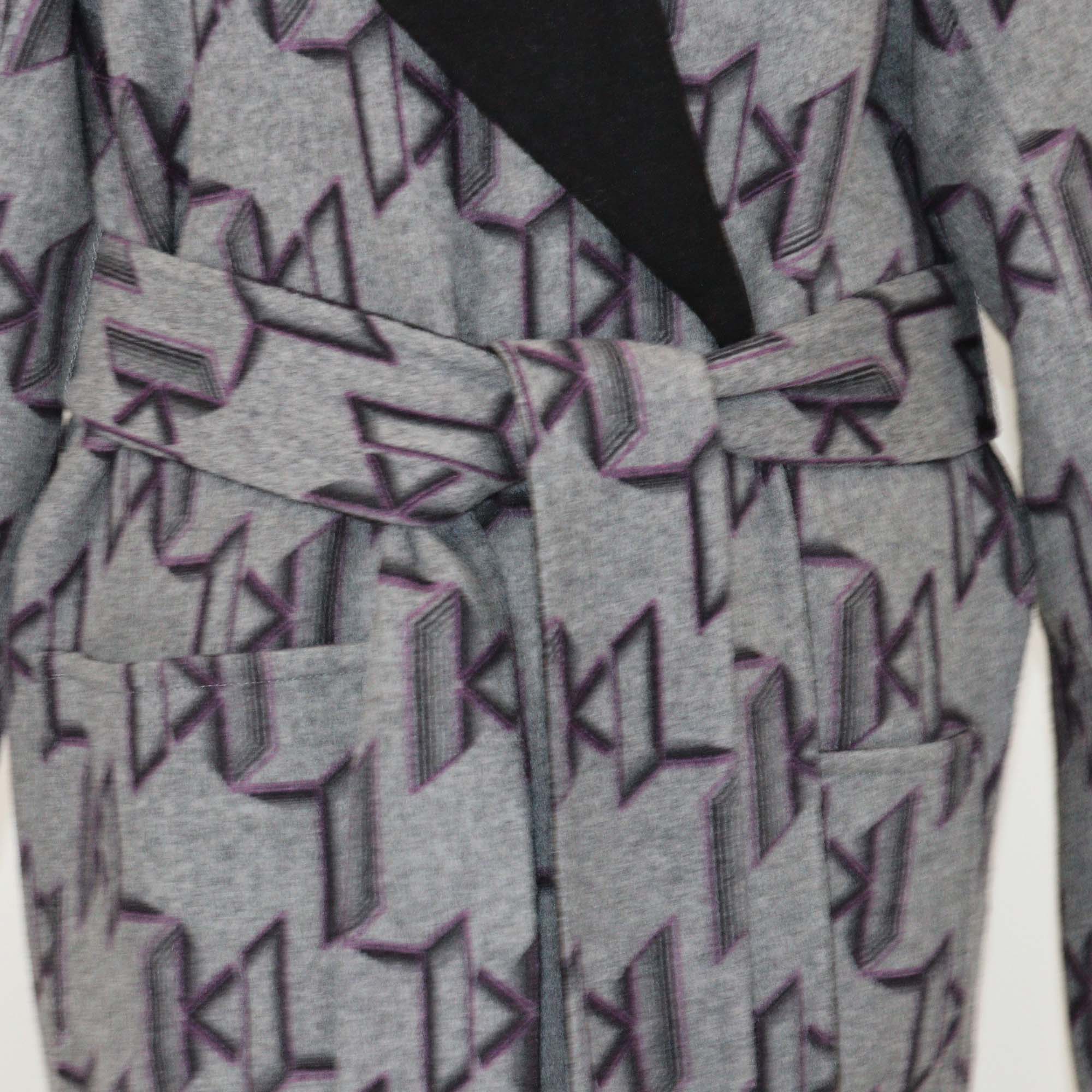 Karl Lagerfeld Grey Monogram Wool Soft Long Coat