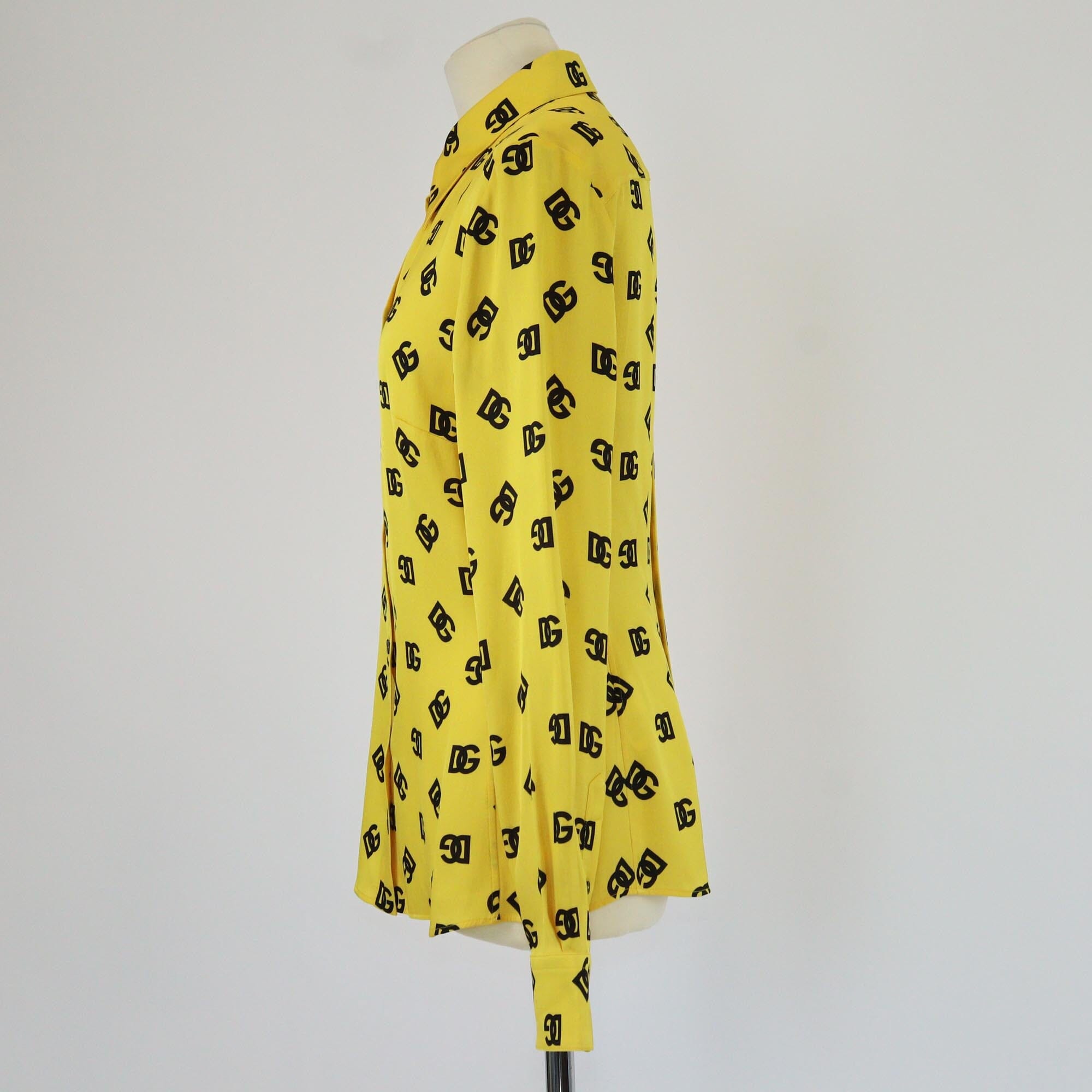 Dolce & Gabbana Yellow/Black Logo Print Long Sleeve Shirt Womens Dolce & Gabbana 