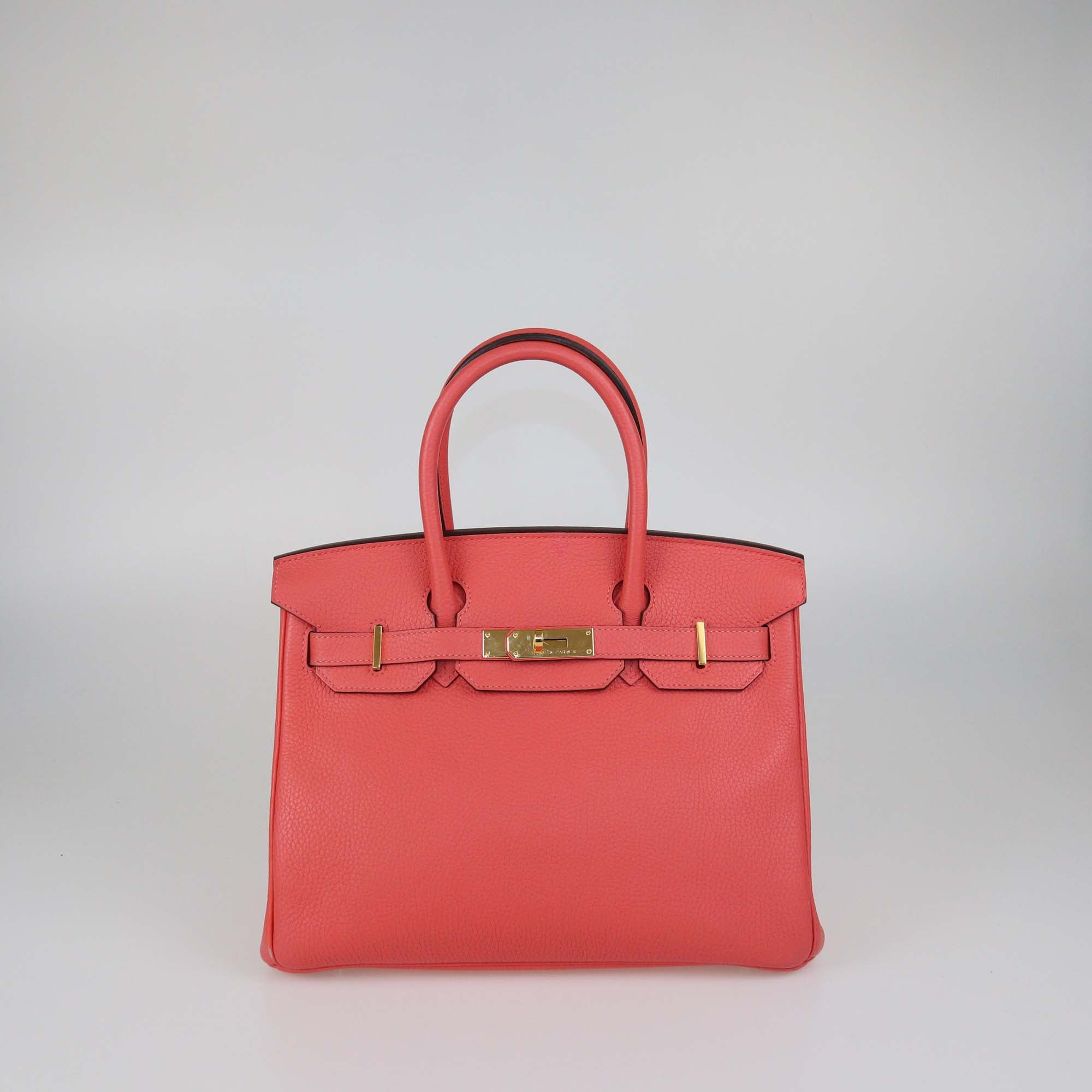 Hermes Rose Jaipur Clemence Leather Gold Hardware Birkin 30 Bag