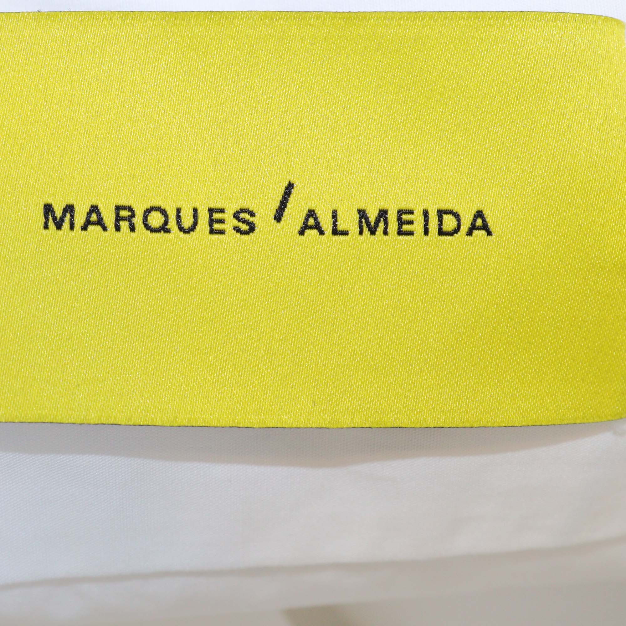 Marques Almeida White Cotton and Ostrich Feather Trim Shirt