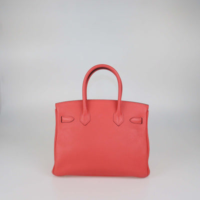 Hermes Rose Jaipur Clemence Leather Gold Hardware Birkin 30 Bag