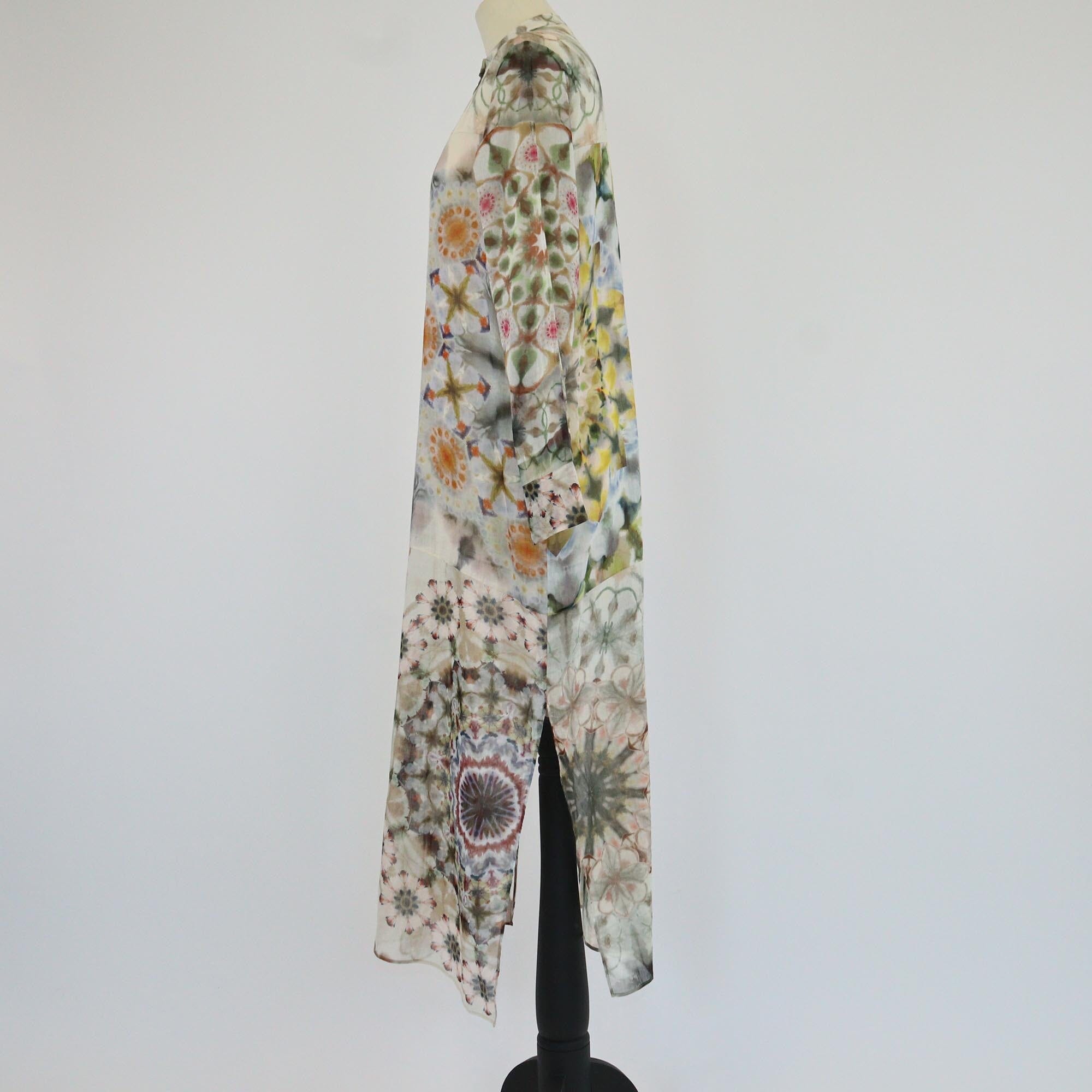 Christian Dior Multicolor Floral Tie Dye Long Sleeve Tunic Dress Womens Christian Dior 