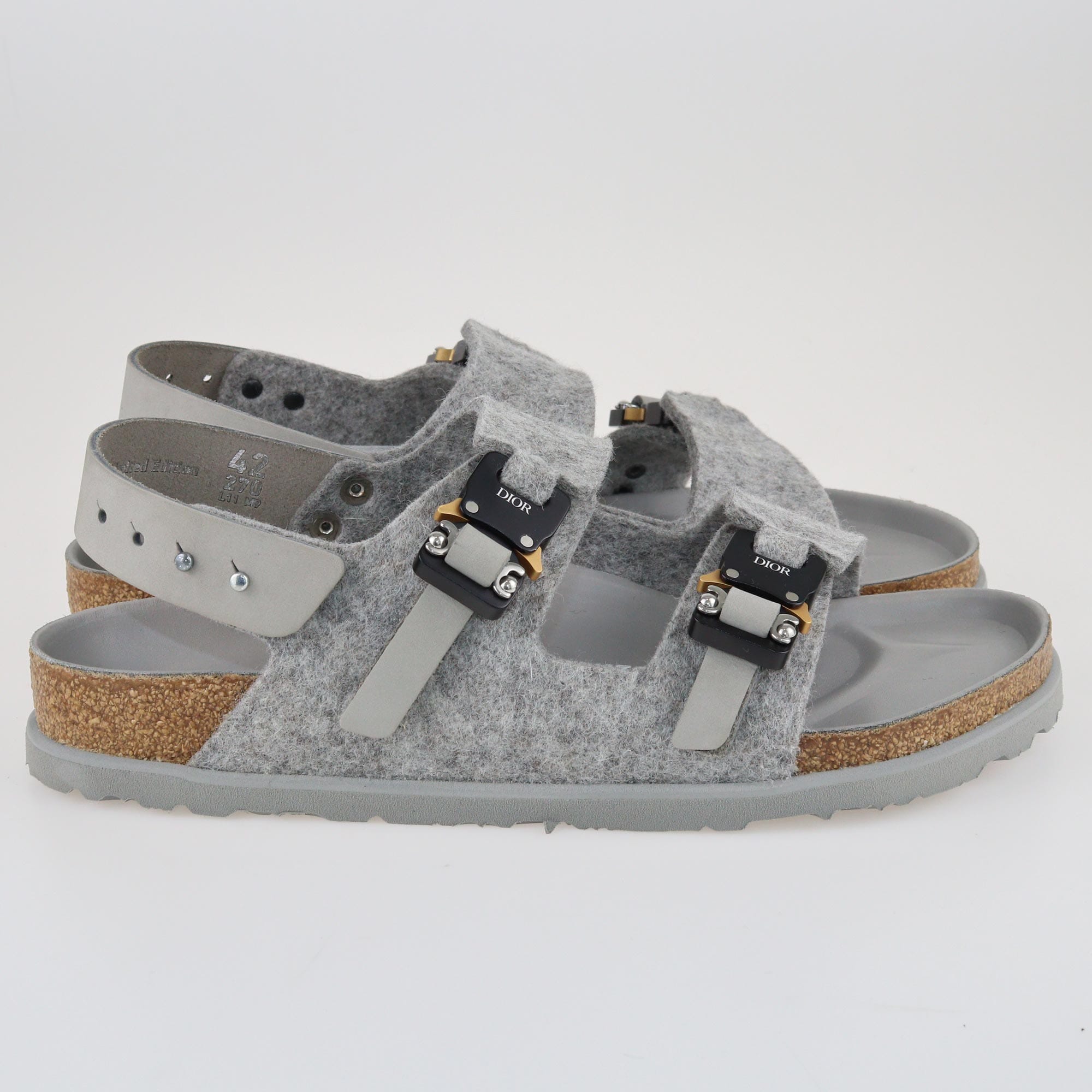 Dior x Birkenstock Grey Milano Flat Sandals Shoes Dior x Birkenstock 