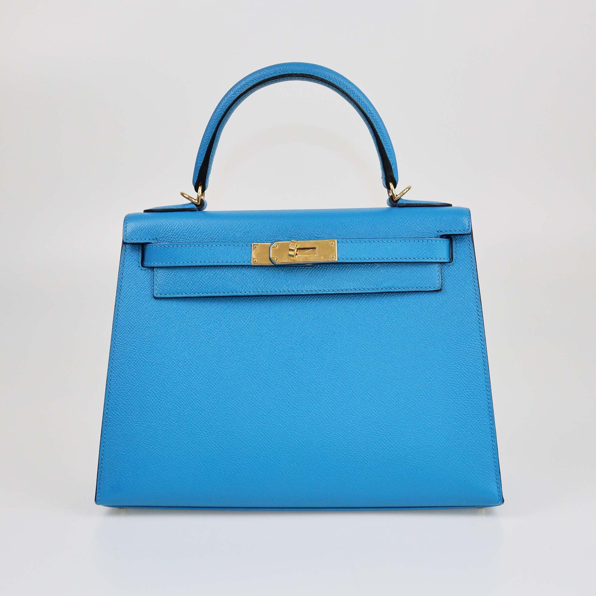 Hermes Bleu Izmir Epsom Gold Hardware Kelly Sellier 28 Bag Womens Hermes 