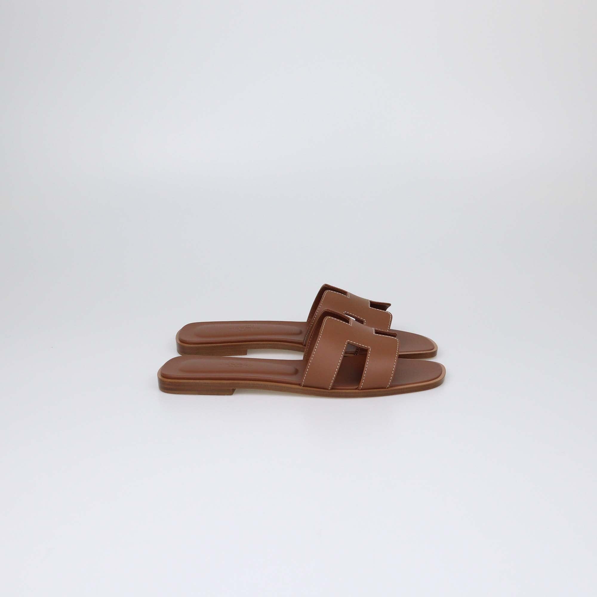 Hermes Gold Oran Flats Slides Womens Hermes 