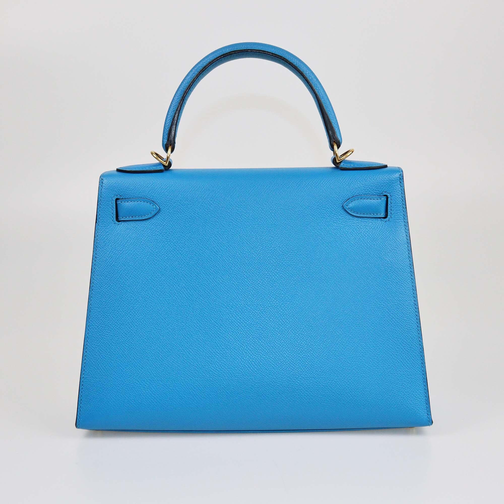 Hermes Bleu Izmir Epsom Gold Hardware Kelly Sellier 28 Bag Womens Hermes 