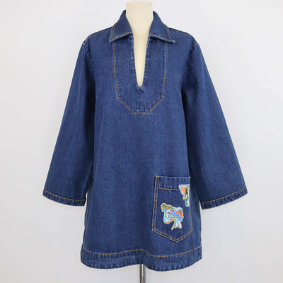 Alemais Blue Denim Patches Speedy Mini Dress