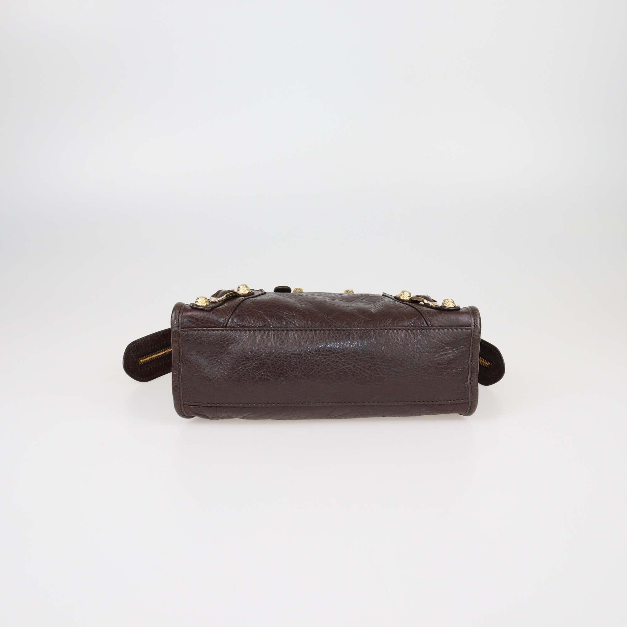 Balenciaga Cacao Mini RGH Leather Classic City Bag Womens Balenciaga 