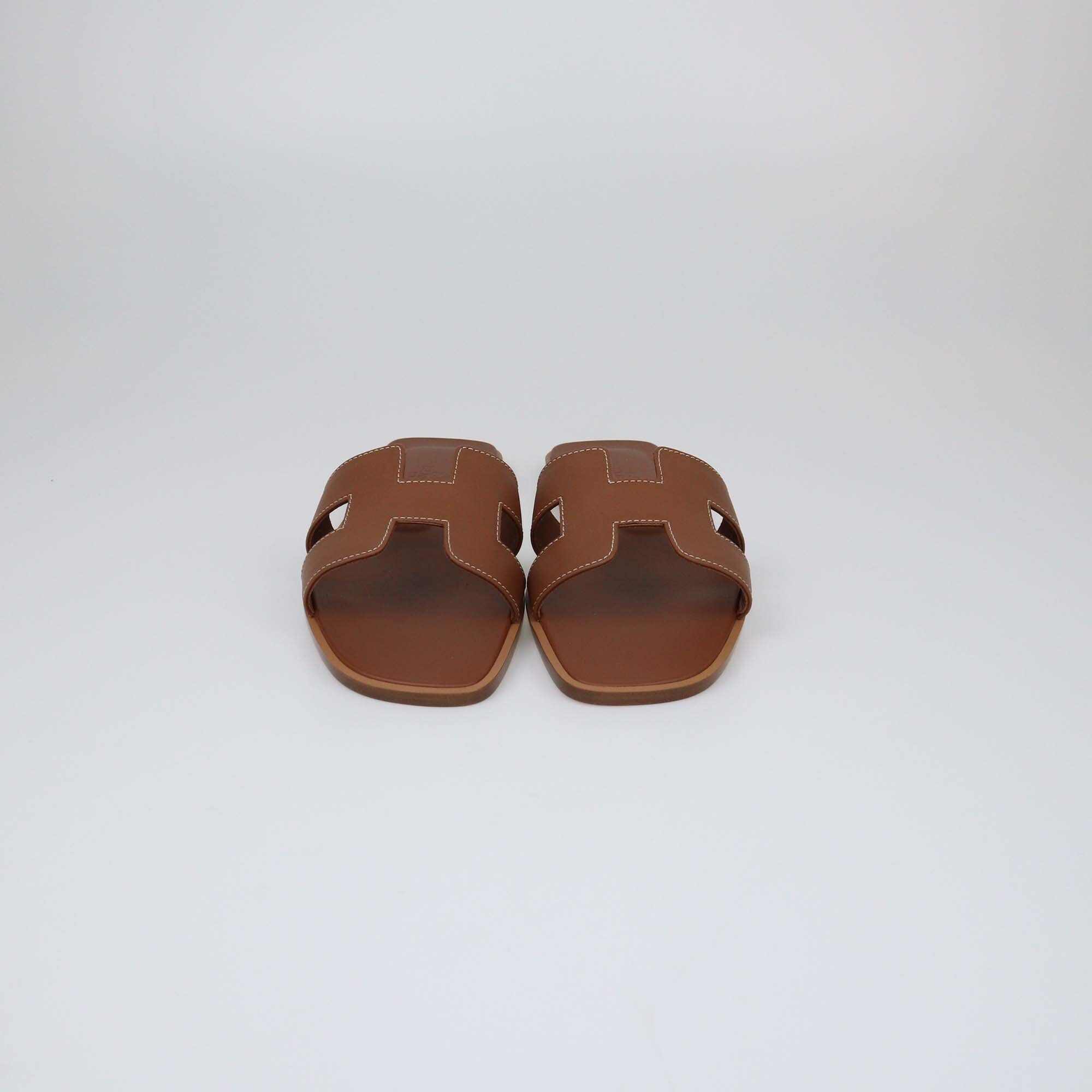 Hermes Gold Oran Flats Slides Womens Hermes 