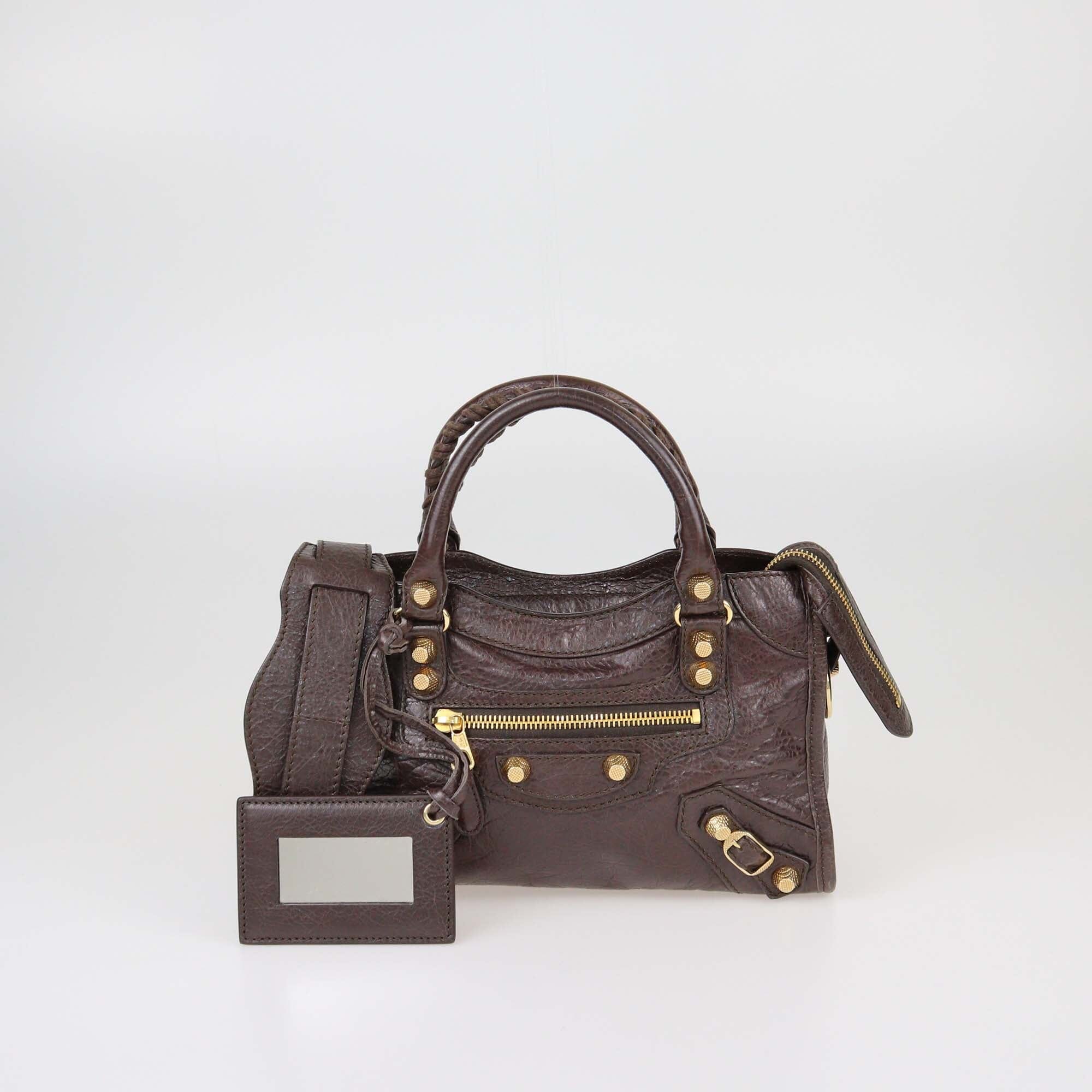 Balenciaga Cacao Mini RGH Leather Classic City Bag Womens Balenciaga 
