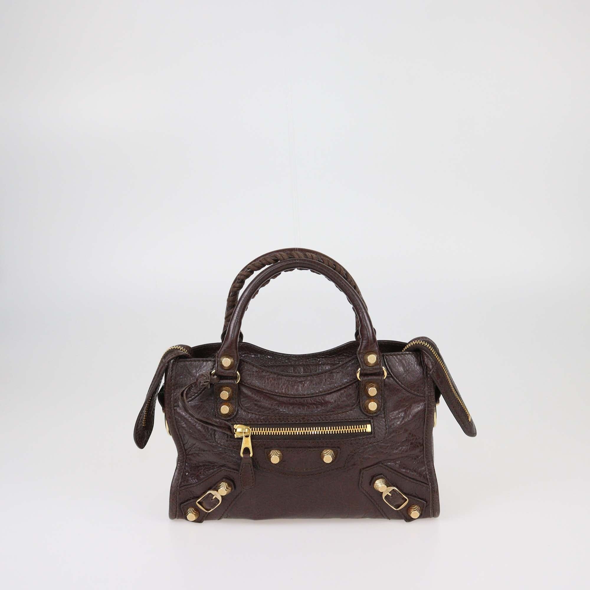 Balenciaga Cacao Mini RGH Leather Classic City Bag Womens Balenciaga 