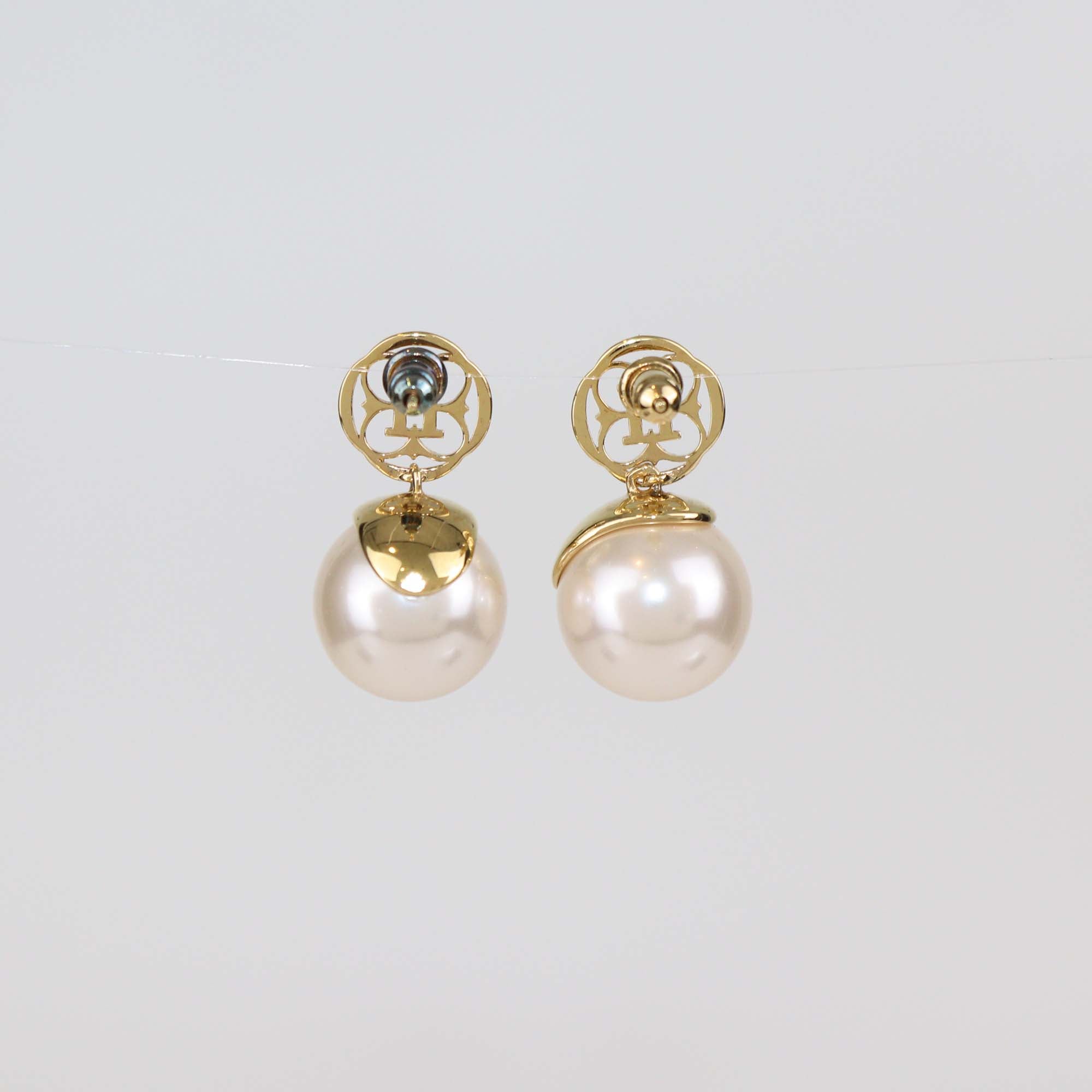CH Carolina Herrera Faux Pearl Gold Tone Drop Earrings