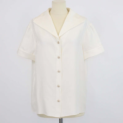 Chanel Ivory Silk Short Sleeve Shirt