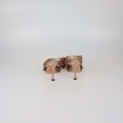 Jimmy Choo Pale Pink Satin Flaca Bow Sandals