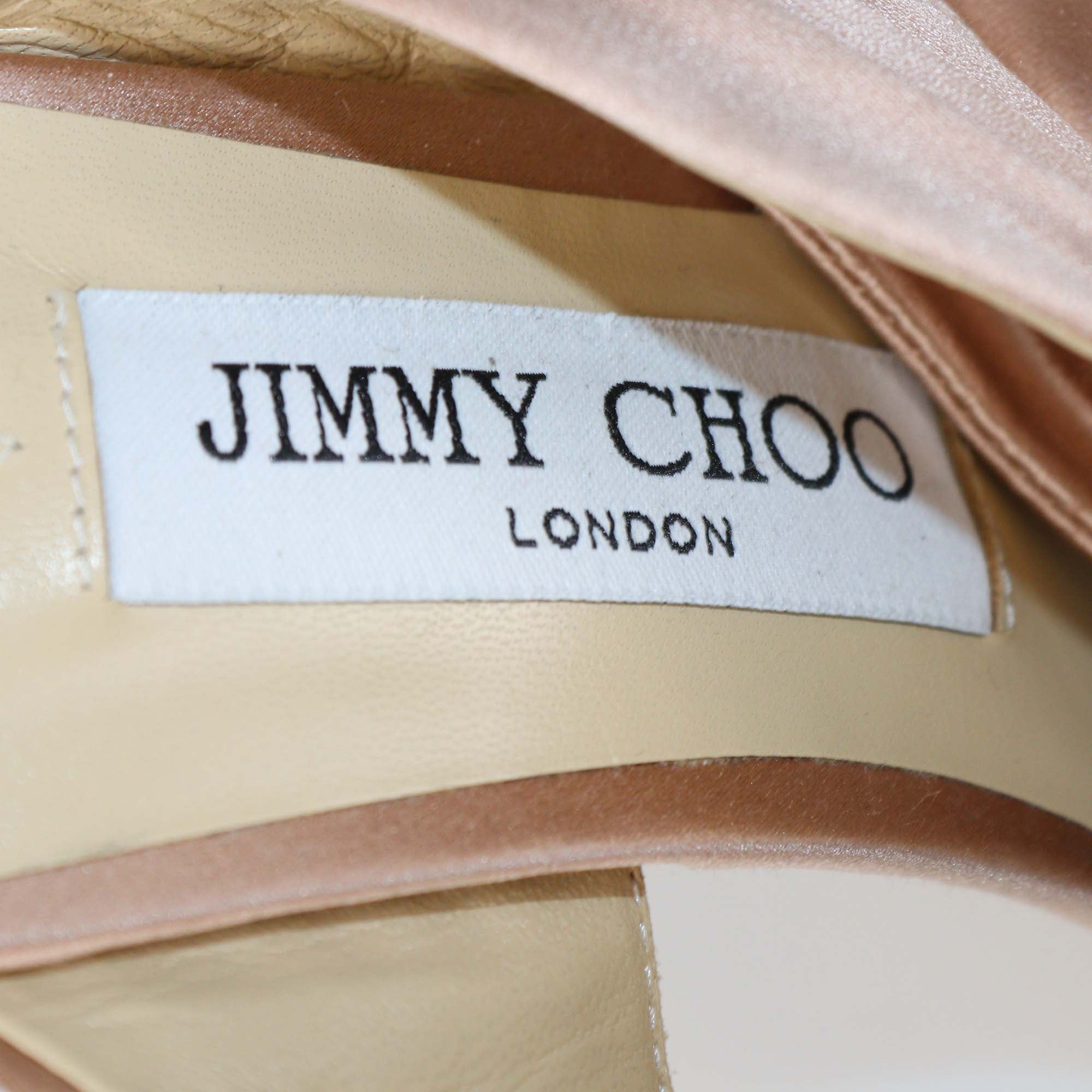 Jimmy Choo Pale Pink Satin Flaca Bow Sandals