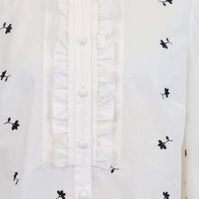 Erdem White/Black Jersey Constance Embroidered Poplin Top