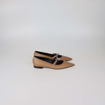 Hermes Brown Leather Pegase Kelly Ballet Flats