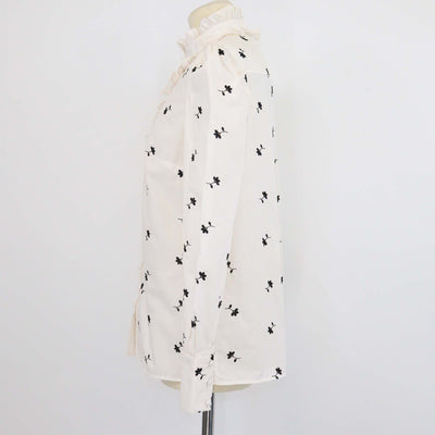 Erdem White/Black Jersey Constance Embroidered Poplin Top