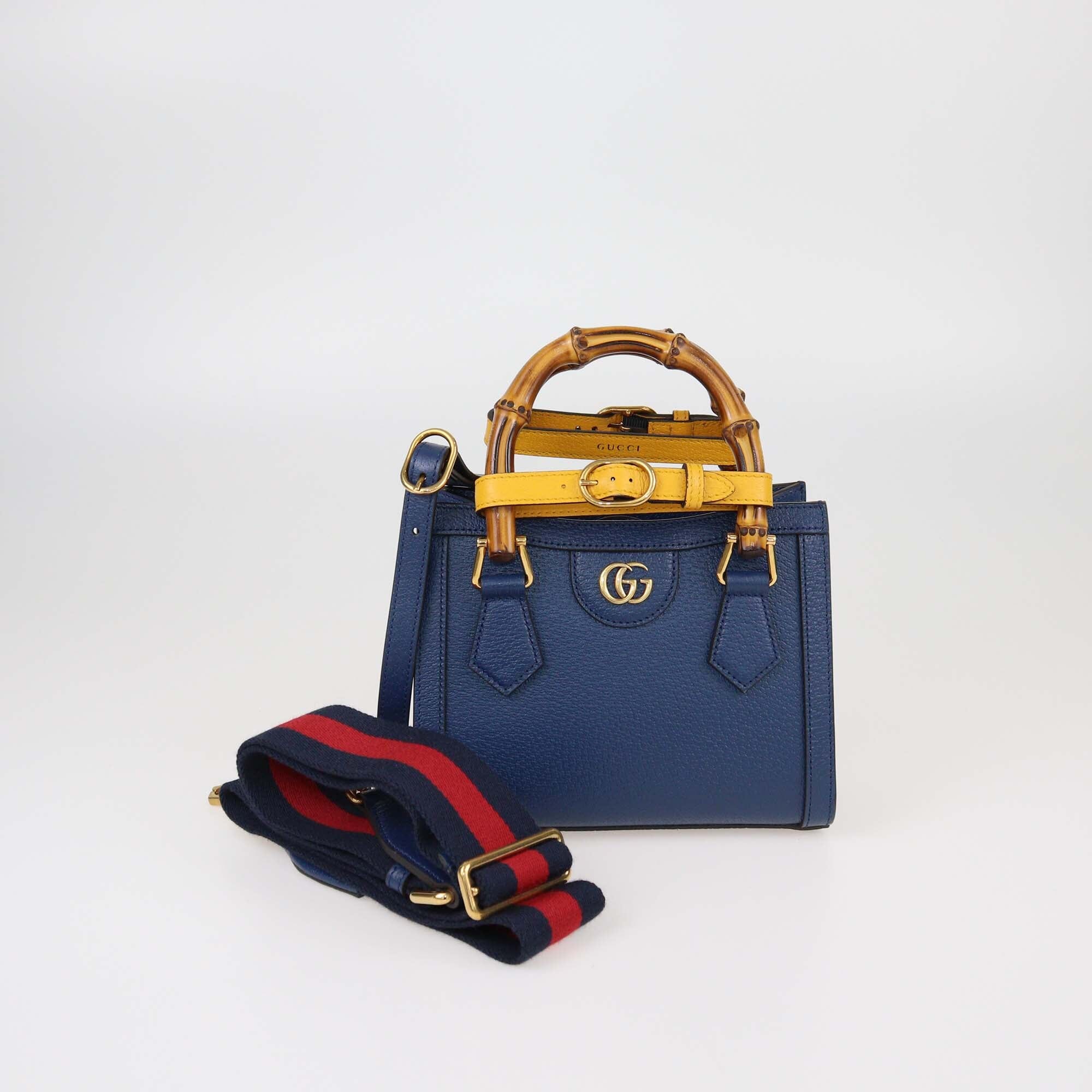 Gucci Navy Blue Small Leather Diana Tote Womens Gucci 