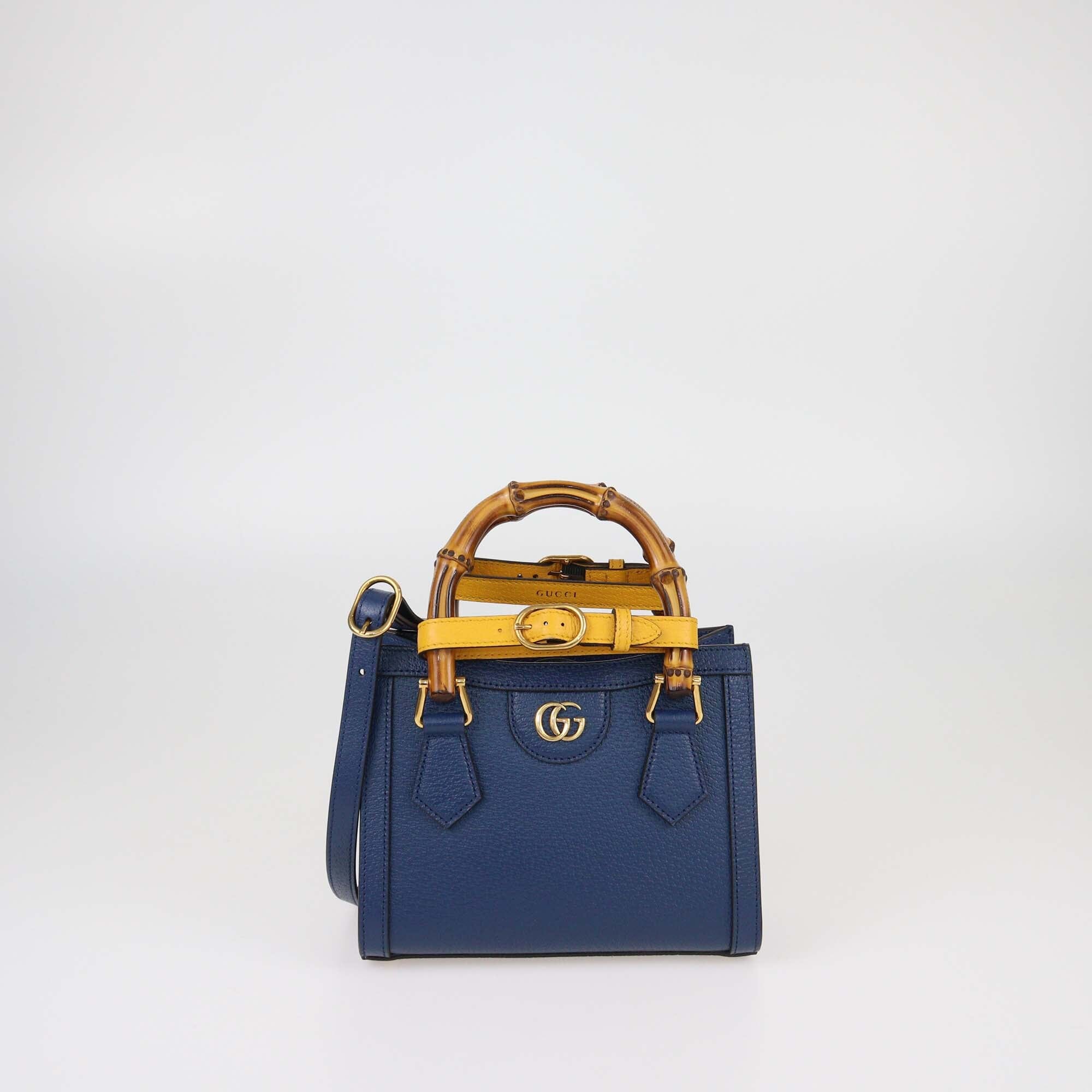 Gucci Navy Blue Small Leather Diana Tote Womens Gucci 