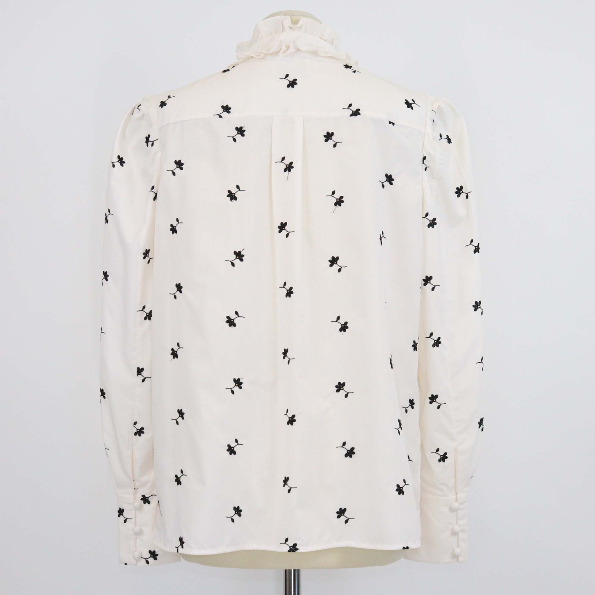 Erdem White/Black Jersey Constance Embroidered Poplin Top