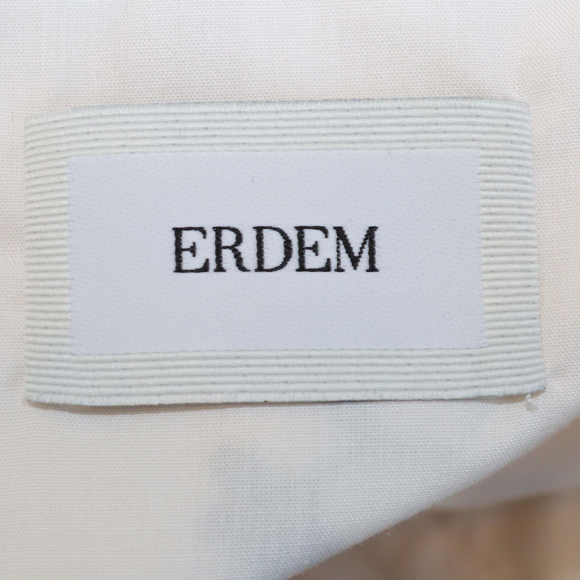 Erdem White/Black Jersey Constance Embroidered Poplin Top