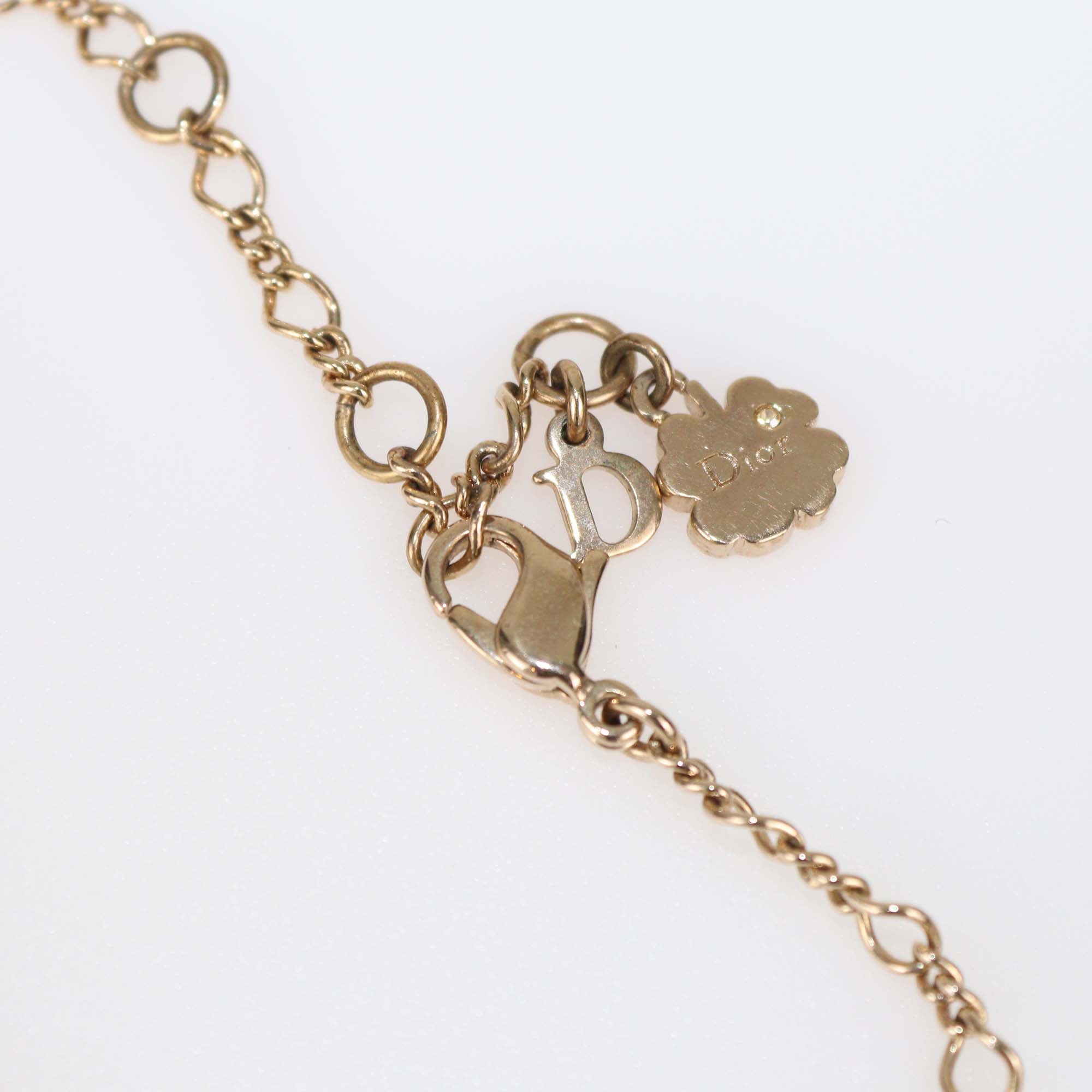 Dior Gold Tone Mother Of Pearl Butterfly Charm Bracelet