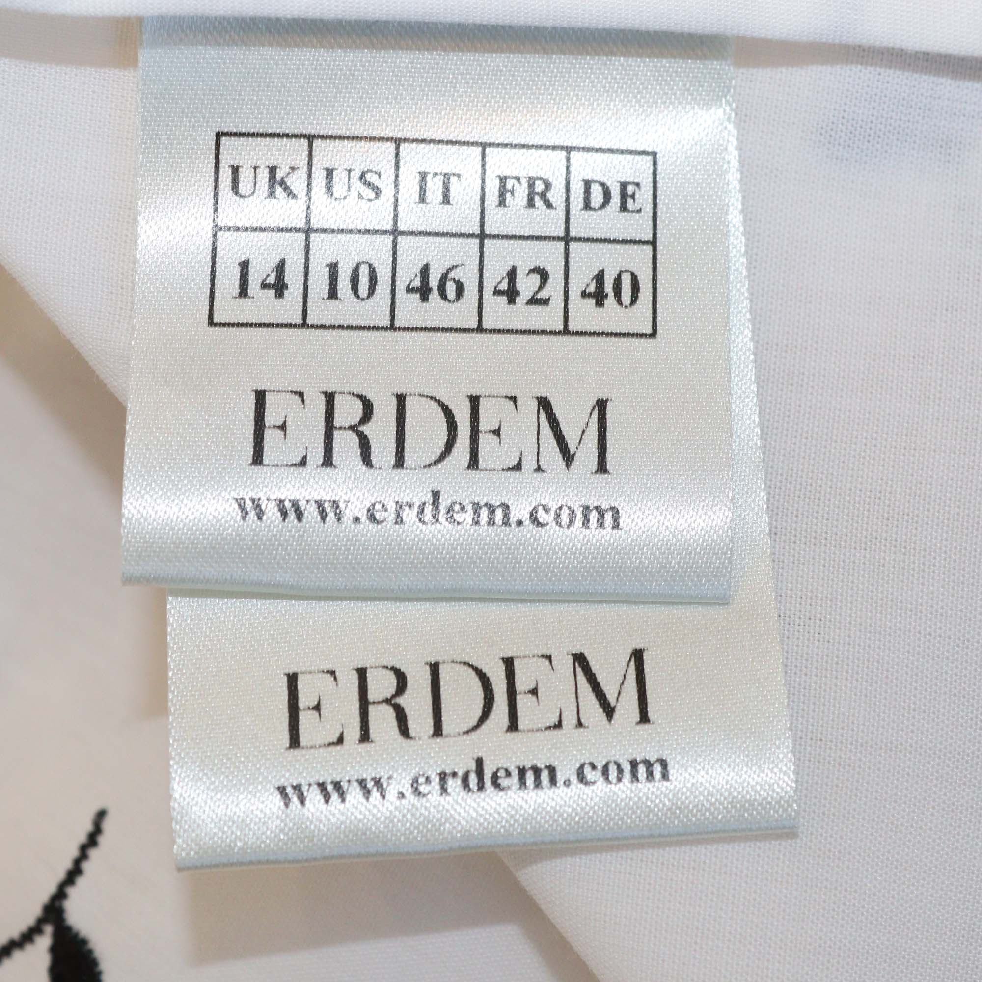 Erdem White/Black Jersey Constance Embroidered Poplin Top