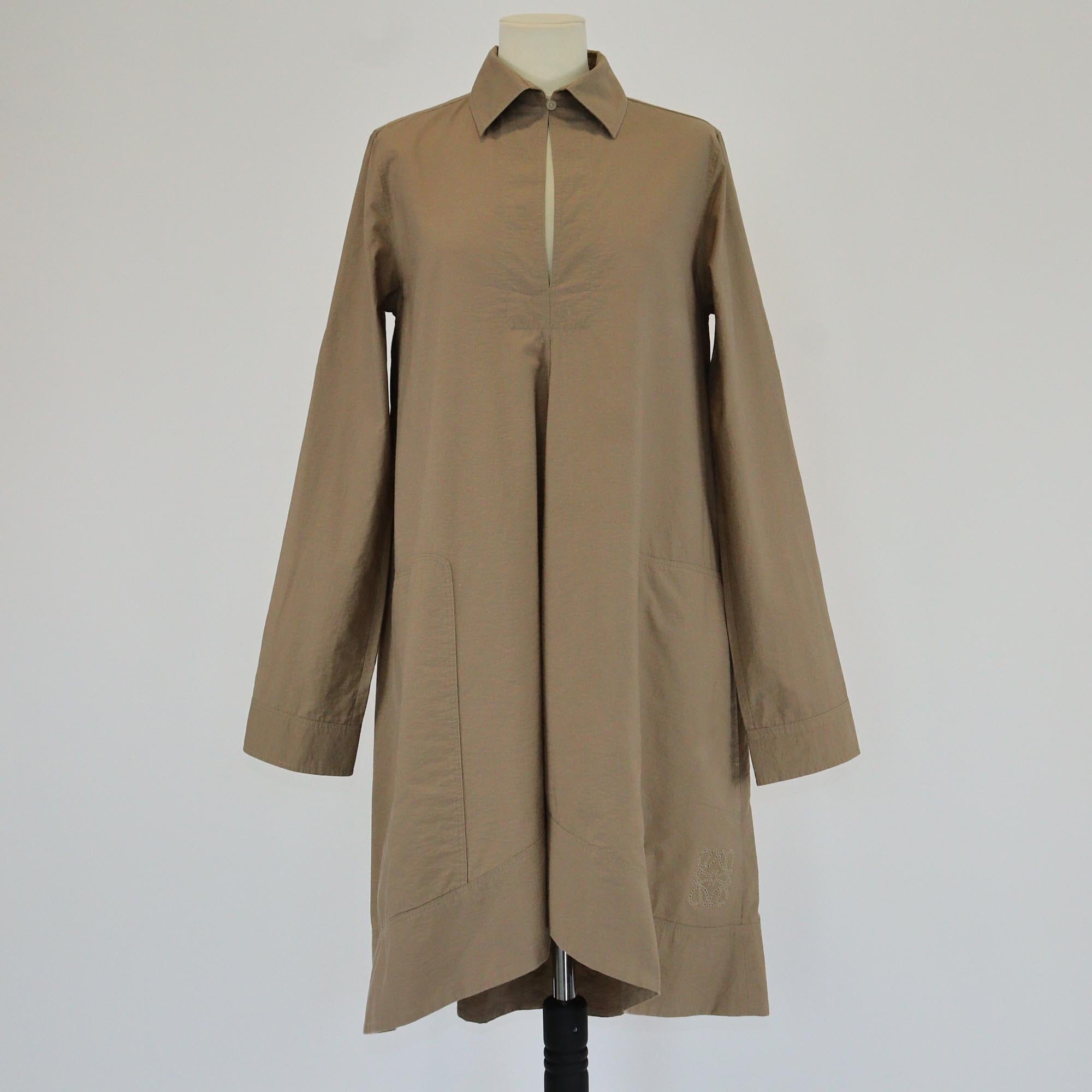 Loewe x Paula's Ibiza Beige V Neck Tunic Midi Dress