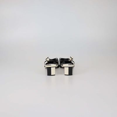 Roger Vivier Black/White Patent Leather Belle Vivier Slingback Pumps