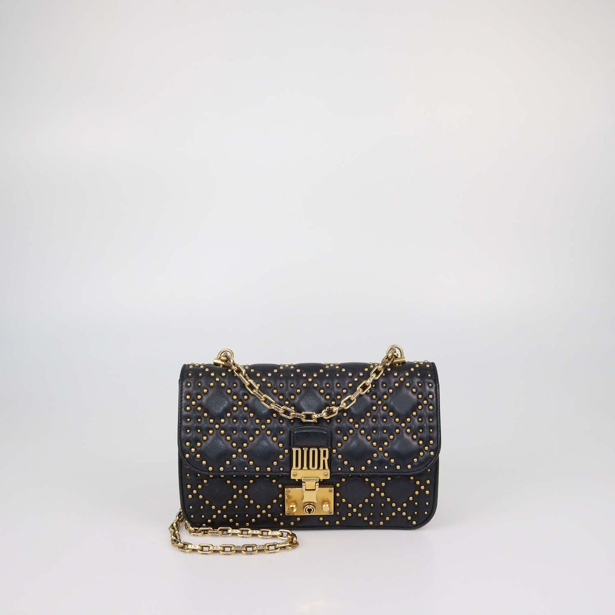 Christian Dior Black Studded Quilt Leather Medium DiorAddict Flap Bag